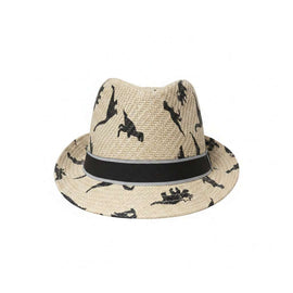 Beige Character Printed Fedora Hats With Band Nawao.com