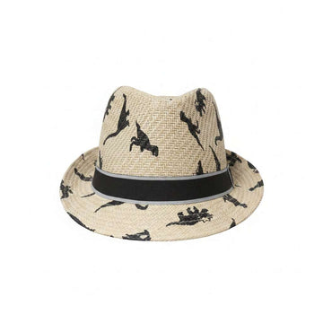 Beige Character Printed Fedora Hats With Band Nawao.com