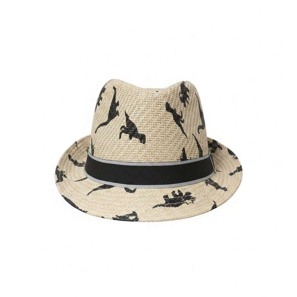 Beige Character Printed Fedora Hats With Band Nawao.com