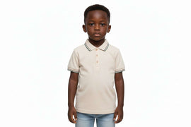 Beige Chest Logo Tipping Collar Polo Beige Nawao.com