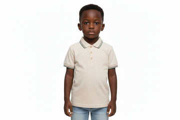 Beige Chest Logo Tipping Collar Polo Beige Nawao.com