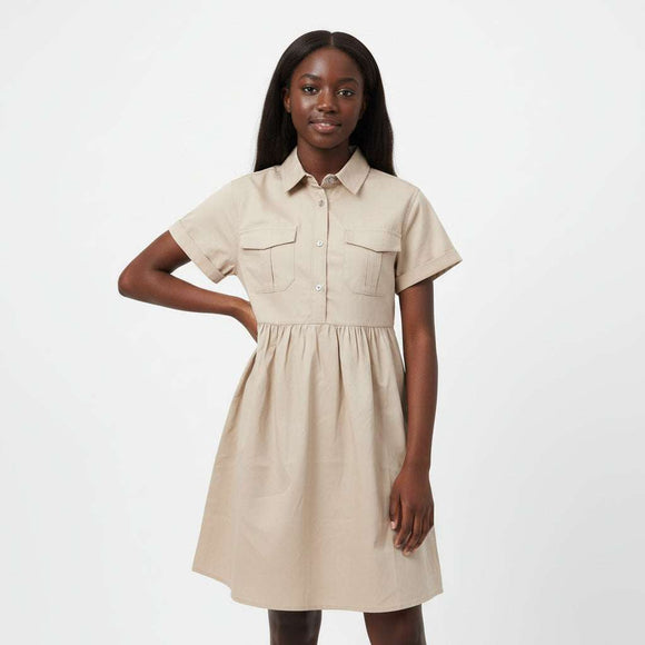 Beige Collared Shirt Dress Nawao.com