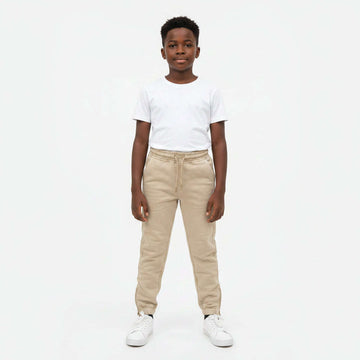 Beige Colored Knit Denim Jogger With Cuff Beige Nawao.com