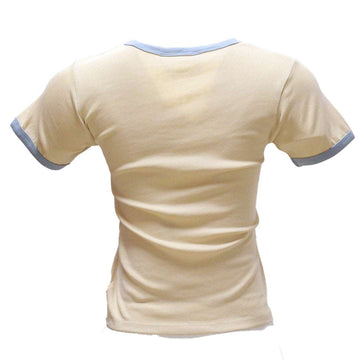 Beige Contrast Rib T Shirt Nawao.com