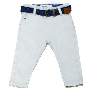 BEIGE DOBBY BELTED CHINO BEIGE 12 18 MONTHS Nawao.com