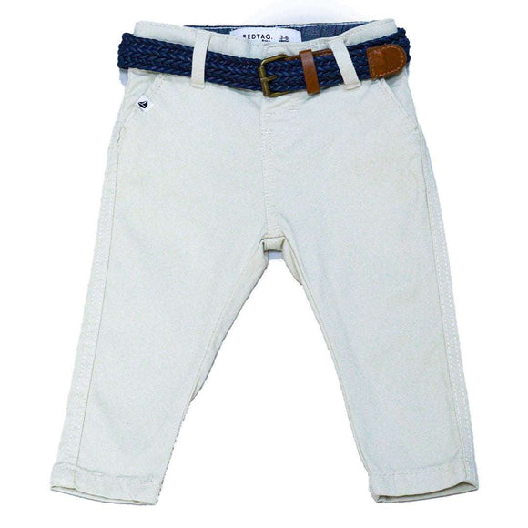 BEIGE DOBBY BELTED CHINO BEIGE 12 18 MONTHS Nawao.com