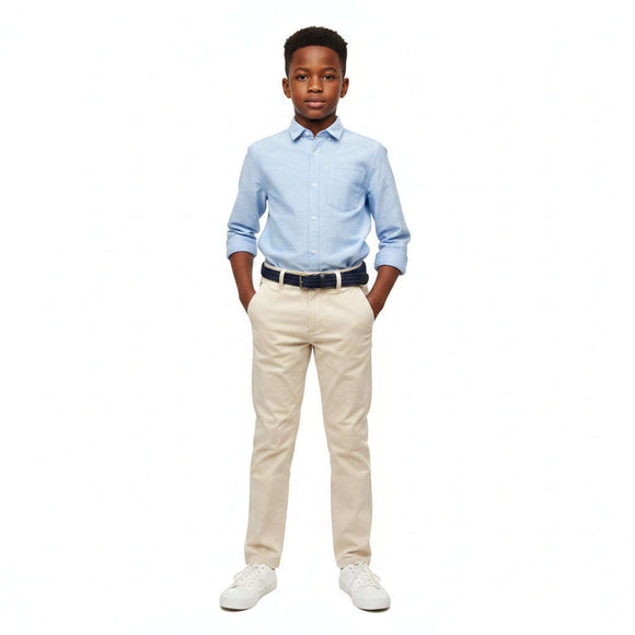 Beige Dobby Belted Trouser Beige Nawao.com