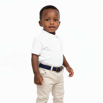 Beige Dobby Belted Trousers Beige Nawao.com