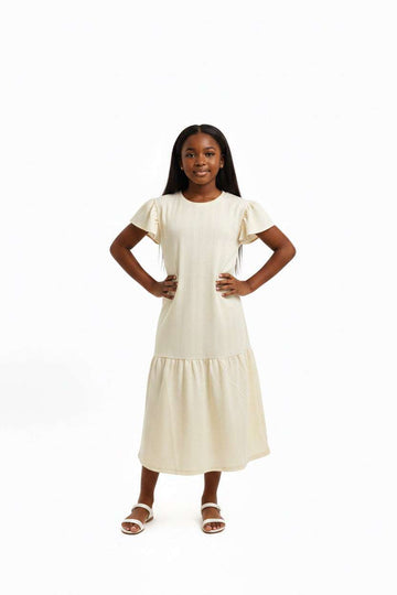 Beige Drop Hem Dress Beige Nawao.com