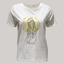 Beige Embellished T-Shirt Nawao.com