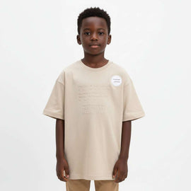 Beige Emboss Oversize Tee Beige Nawao.com