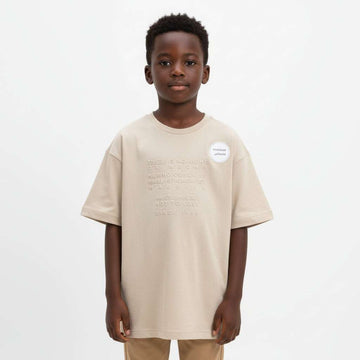 Beige Emboss Oversize Tee Beige Nawao.com
