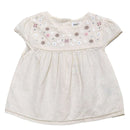 Beige Embroidered Yoke Blouse Beige Nawao.com