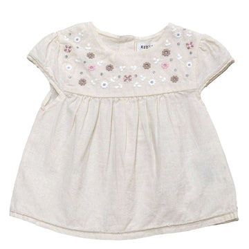 Beige Embroidered Yoke Blouse Beige Nawao.com