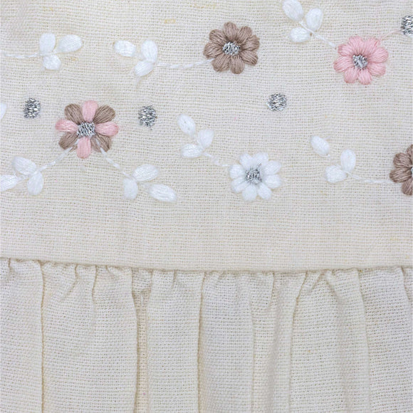 Beige Embroidered Yoke Blouse Beige Nawao.com