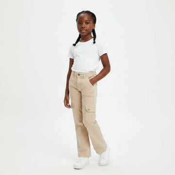 Beige Flared Cargo Pocket Jeans Beige Nawao.com