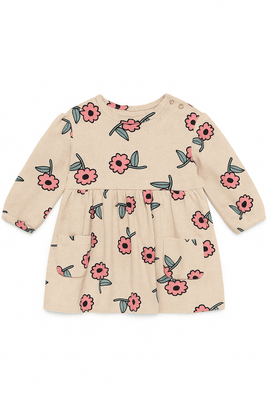 Beige Floral All Over Print Dress Beige Nawao.com