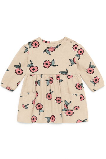 Beige Floral All Over Print Dress Beige Nawao.com