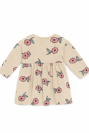 Beige Floral All Over Print Dress Beige Nawao.com