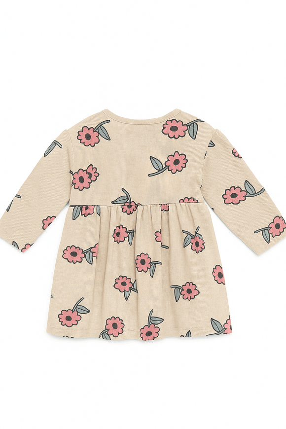Beige Floral All Over Print Dress Beige Nawao.com