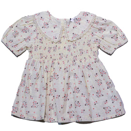 Beige Floral Aop Collar Blouse Nawao.com