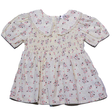 Beige Floral Aop Collar Blouse Nawao.com