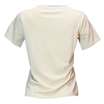 Beige Floral Toweling Emebellished T Shirt Nawao.com