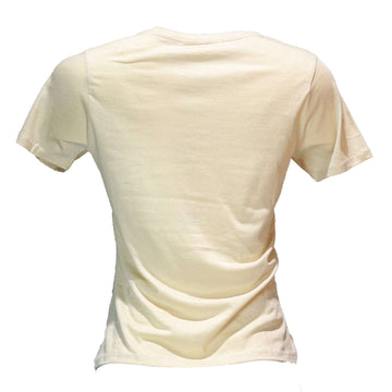 Beige Foil Printed T Shirt Nawao.com