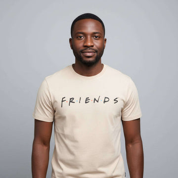 Beige Friends Drop Sholder Tshirt Beige Nawao.com