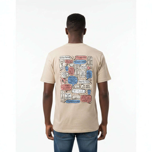 Beige Friends Drop Sholder Tshirt Beige Nawao.com