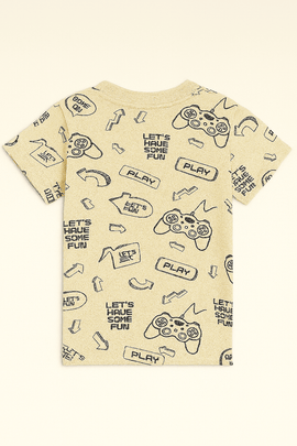 Beige Game Aop Short Sleeve T Shirt Beige Nawao.com