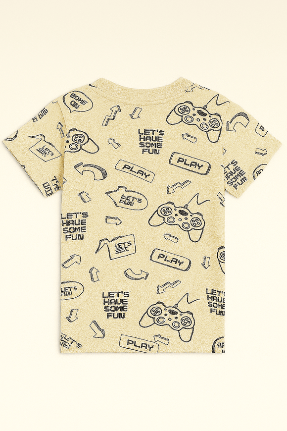 Beige Game Aop Short Sleeve T Shirt Beige Nawao.com