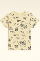 Beige Game Aop Short Sleeve T Shirt Beige Nawao.com