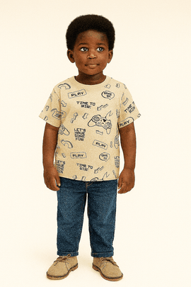 Beige Game Aop Short Sleeve T Shirt Beige Nawao.com