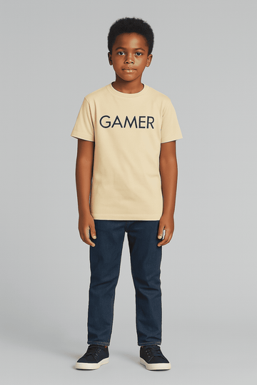 Beige Gamer Hd Print Tee Nawao.com