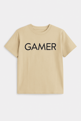 Beige Gamer Hd Print Tee Nawao.com