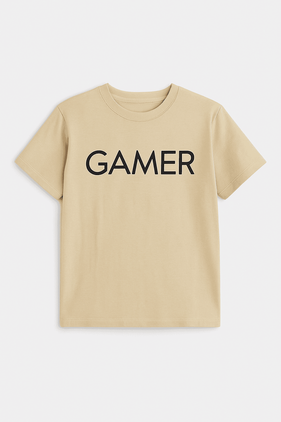 Beige Gamer Hd Print Tee Nawao.com