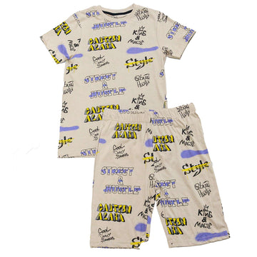 Beige Graffiti Aop Night Suit Nawao.com