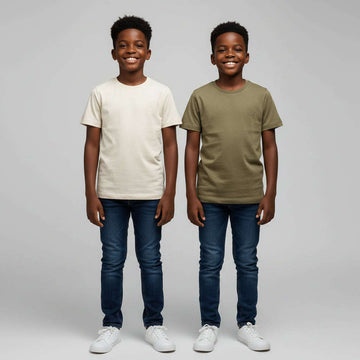 Beige/Green 2 Pc Pack Short Sleeve Tee Assorted 8 9 Years Nawao.com