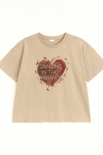 Beige Heart Oversize T Shirts Beige Nawao.com
