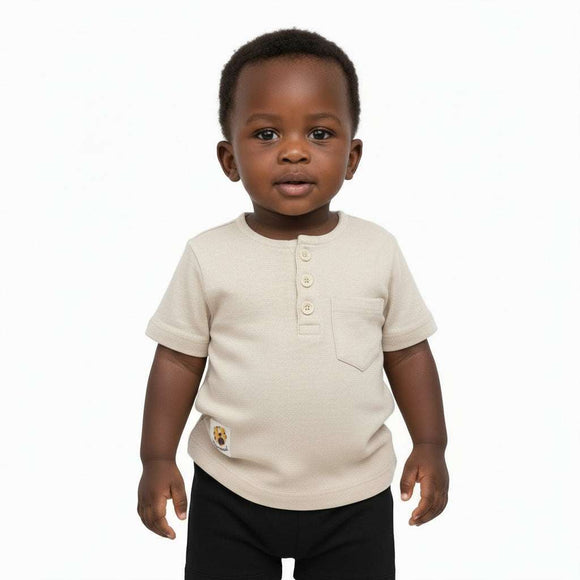 Beige Henley Tshirt Beige Nawao.com