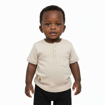 Beige Henley Tshirt Beige Nawao.com