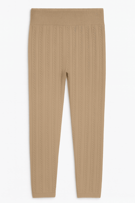 Beige Jacquard Leggings Beige Nawao.com