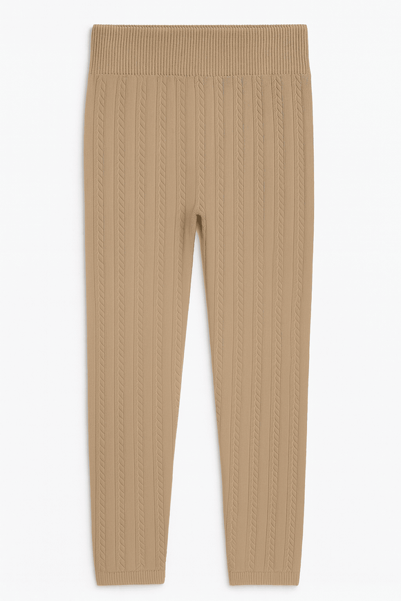 Beige Jacquard Leggings Beige Nawao.com