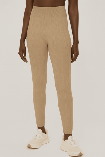 Beige Jacquard Leggings Beige Nawao.com