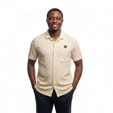 Beige Jacquard Lounge Shirt Beige Small Nawao.com