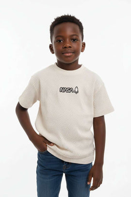 Beige Jaquard Oversized T Shirt Assorted Nawao.com