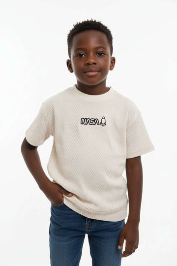 Beige Jaquard Oversized T Shirt Assorted Nawao.com