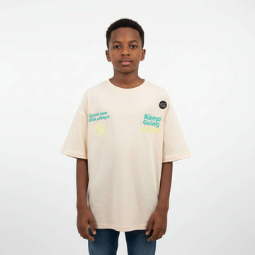 Beige Keep Going Shoe Over Size T Shirt Beige Nawao.com