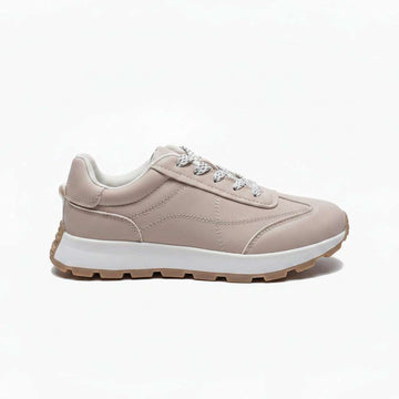Beige Lace Up Slim Runner Beige Nawao.com